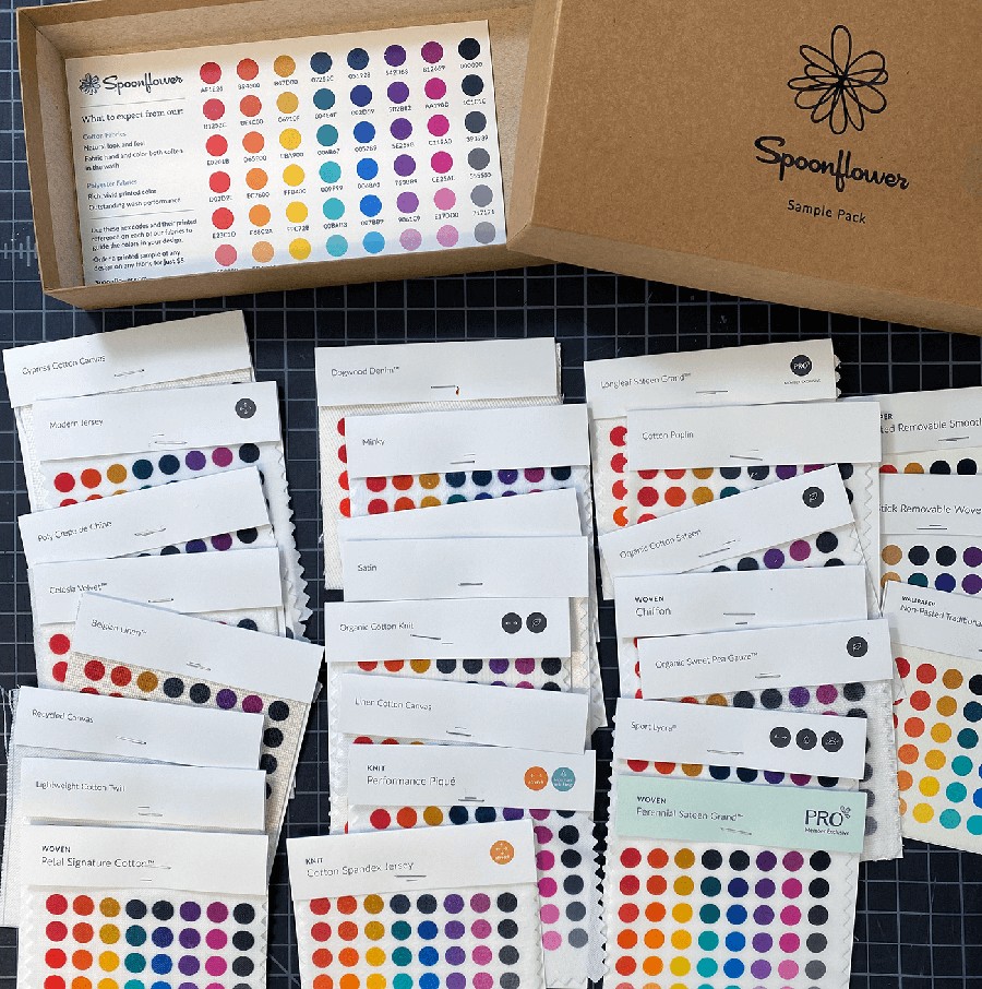 sample packet tool for ordering custom printed fabric online from Spoonflower