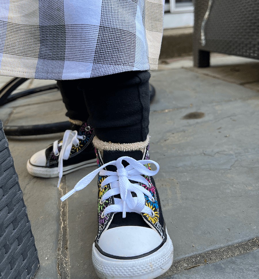 Hand Embroidered Black Space Converse 